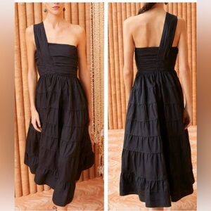 Ulla Johnson Ellie Midi Dress Gown Noir Black Sz 10